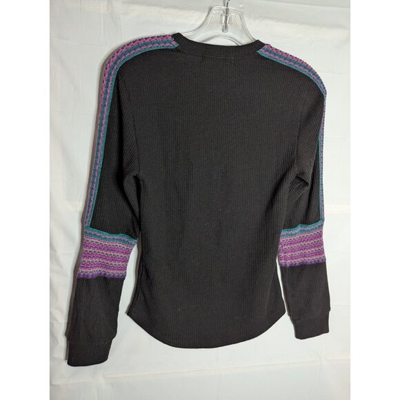 NATURAL LIFE Long Sleeve Waffle Thermal Tiered Floral Knit Top Sz S Boho Cottage - Picture 5 of 8